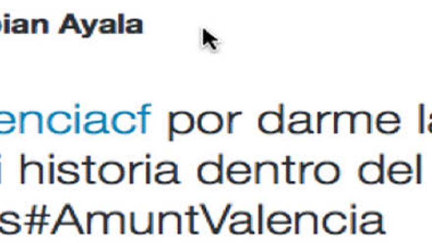 Ayala se despide del Valencia desde su Twitter personal