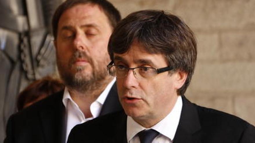 Carles Puigdemont, durant la declaració institucional d&#039;aquest dimecres.