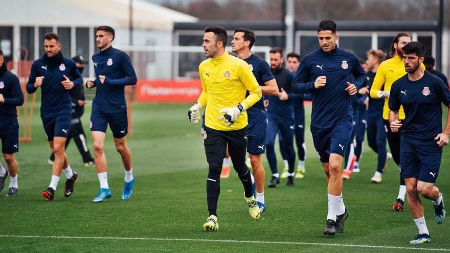 Un moment de la sessió d&#039;entrenament d&#039;ahir a La Vinya