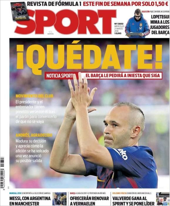 Portadas deportivas del miércoles 21 de marzo