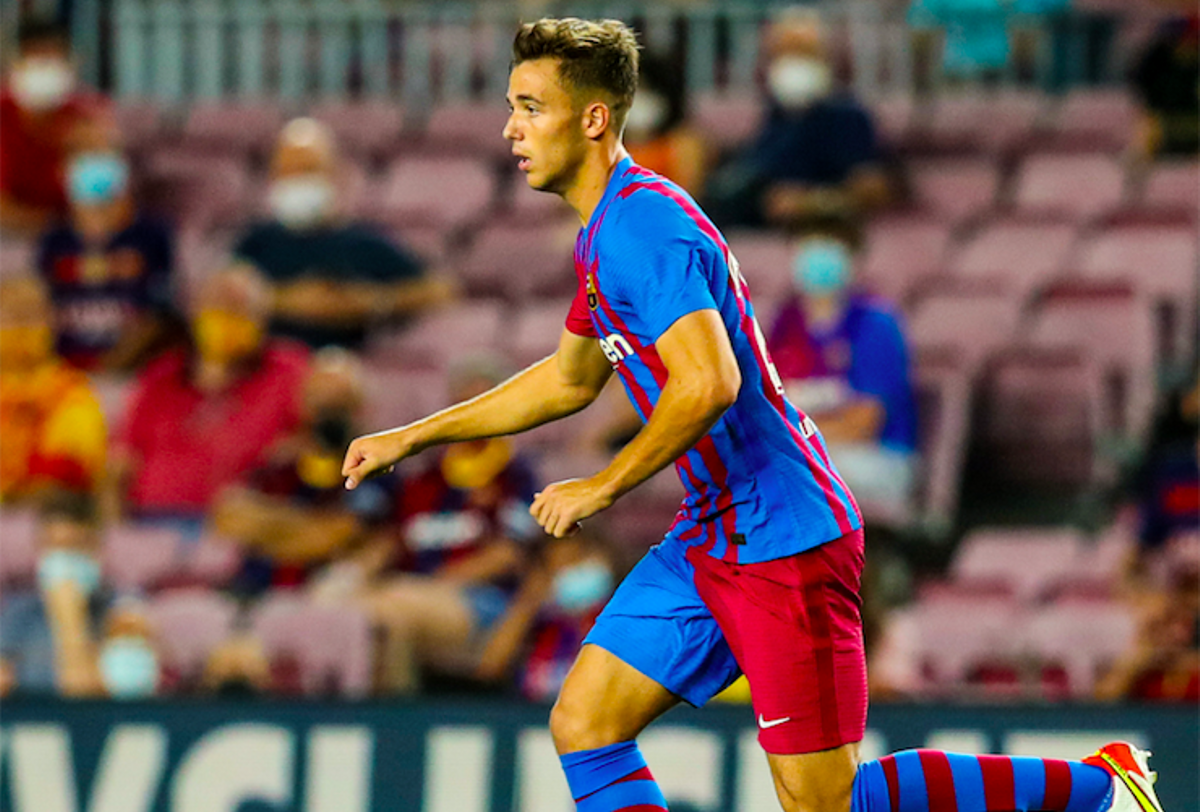 Nico, en su debut con el primer equipo del Barça, en el duelo contra la Real Sociedad en el Camp Nou.