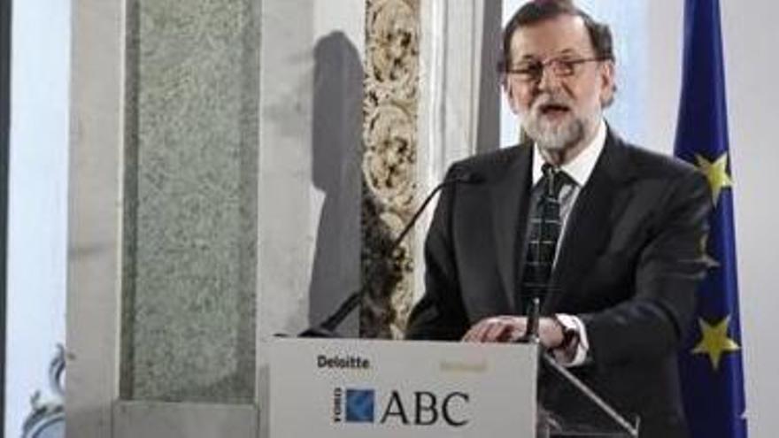 Rajoy durant la seva intervenció en el dinar informatiu a Madrid