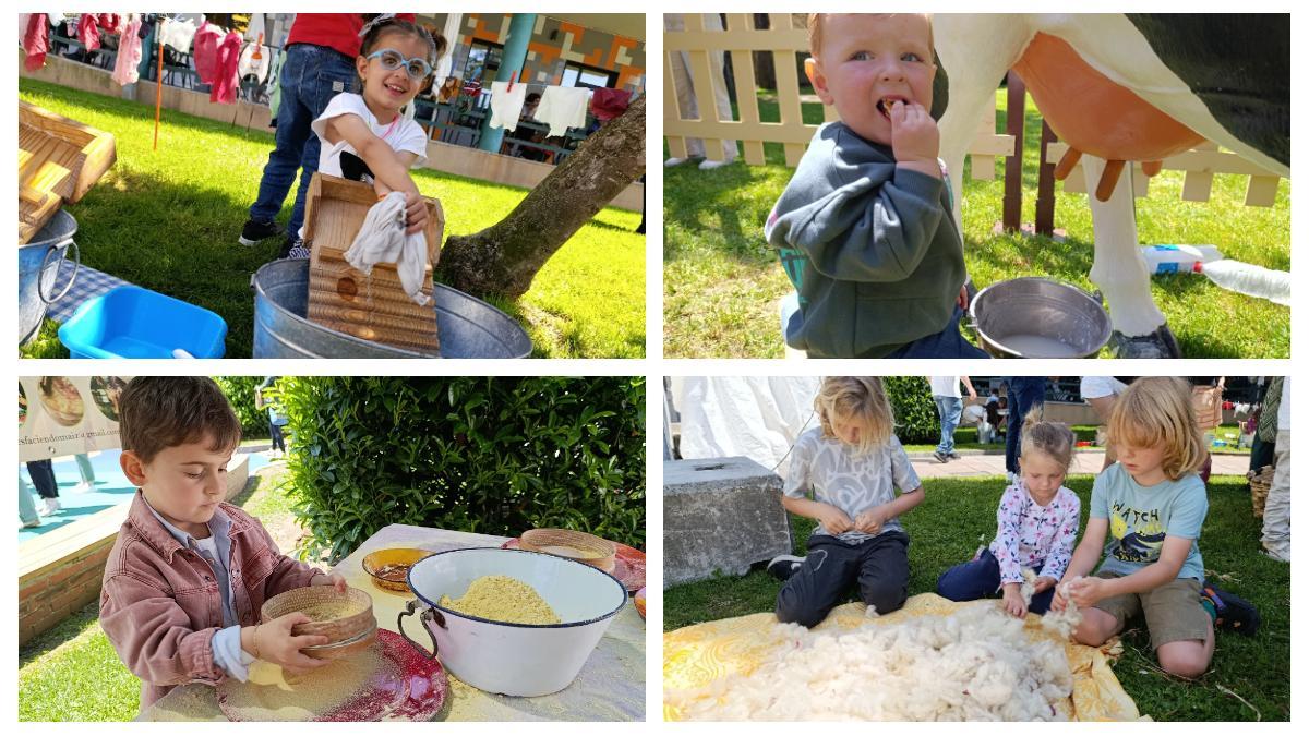 Varios momentos de las actividades de labores tradicionales.