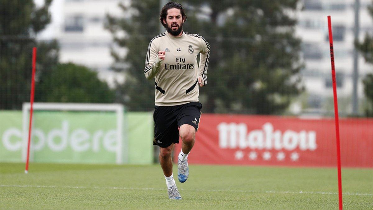 Isco Alarcón, durante la sesión de este martes en Valdebebas