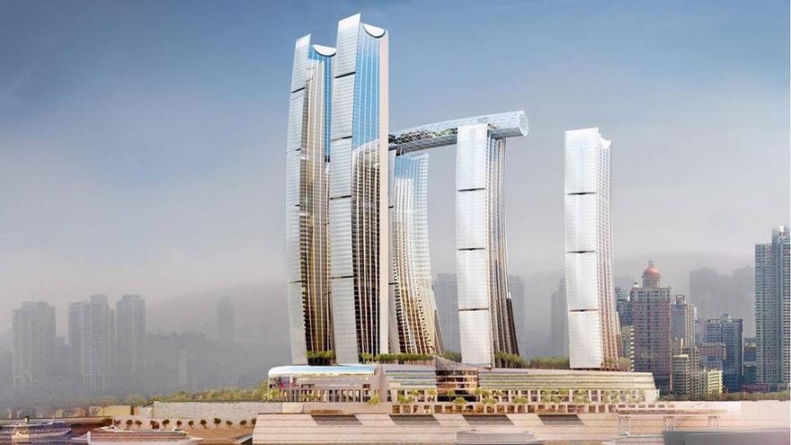 China inaugura el primer rascacielos horizontal a 250 metros de altura