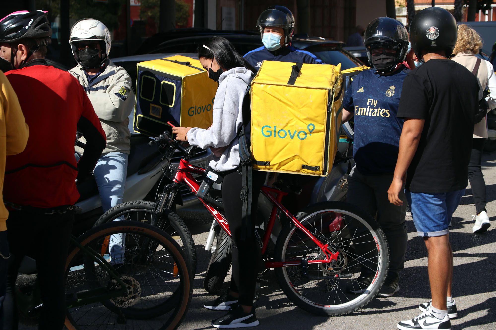 Las imágenes de la protesta contra la nueva Ley Rider en Málaga