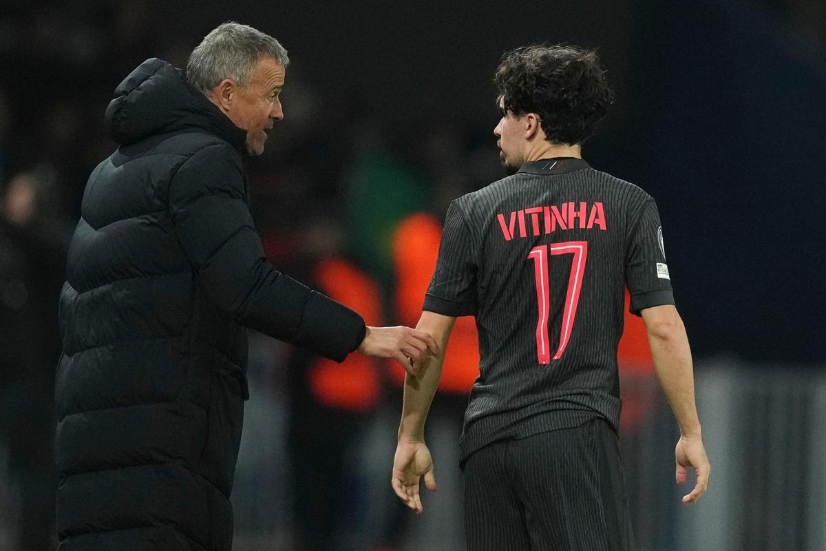 Vitinha y Luis Enrique, tras ganar al Tottenham