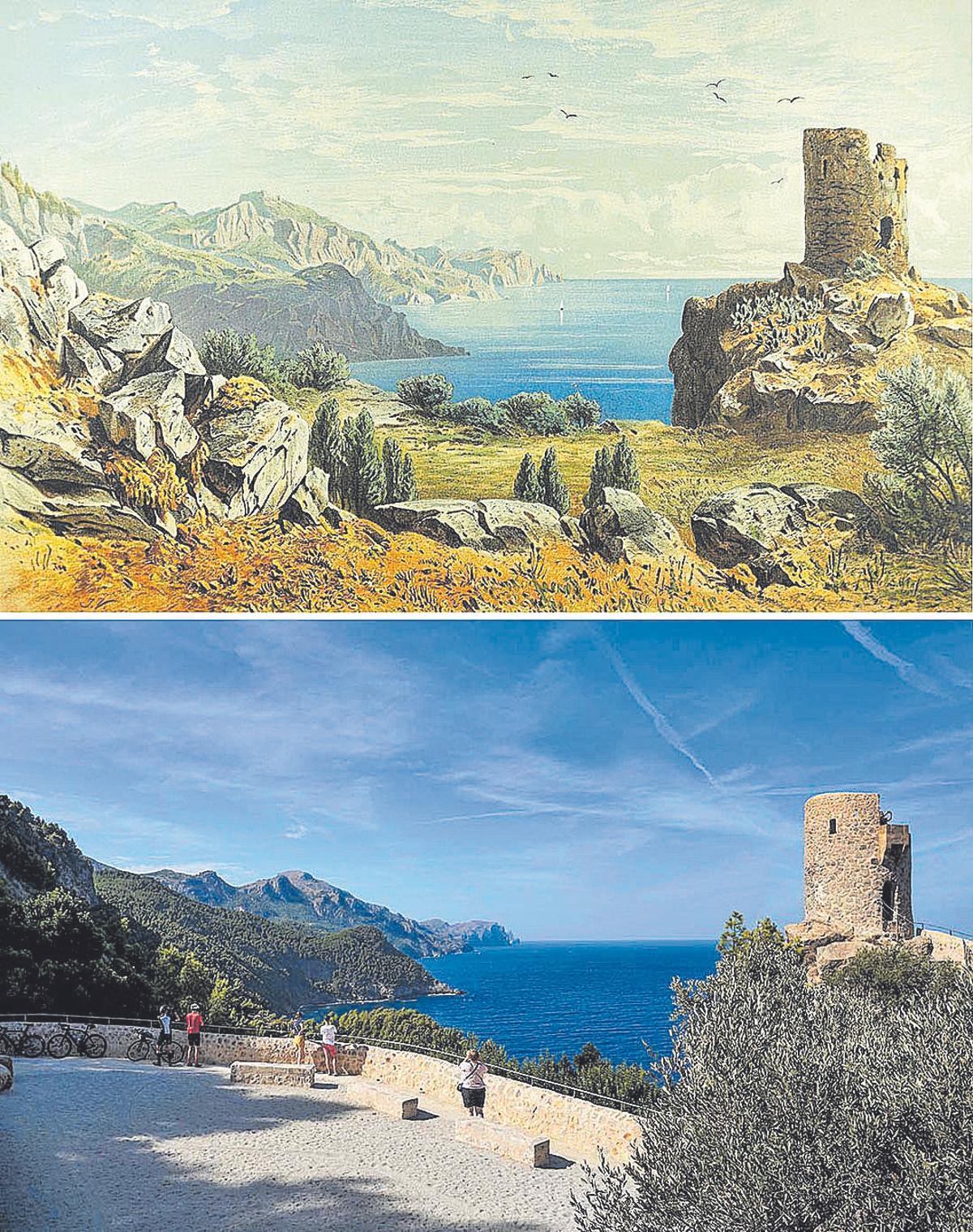 Grabado de la Torre des Verger, en Banyalbufar.