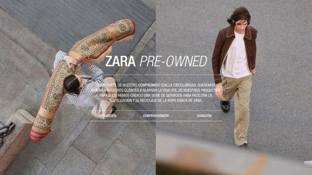La plataforma Zara Pre-Owned permite contratar reparaciones, hacer donaciones o comprar y vender ropa de segunda mano