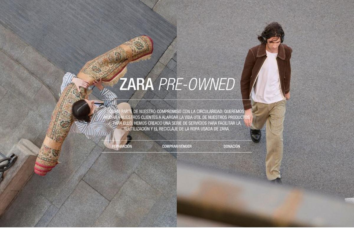 La plataforma Zara Pre-Owned permite contratar reparaciones, hacer donaciones o comprar y vender ropa de segunda mano