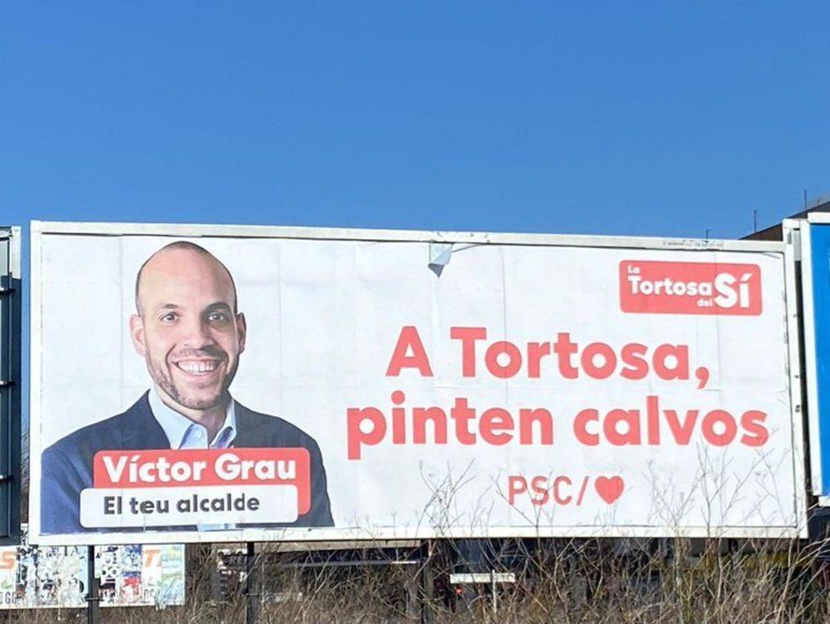 Víctor Grau, candidato socialista a la alcaldía de Tortosa (Tarragona), utiliza el humor en su cartel electoral
