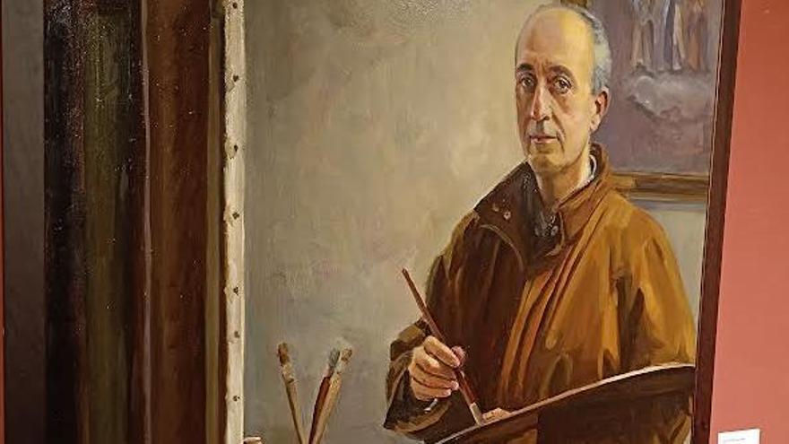 Un autoretrado del pintor Salvador Ausina que se expone en la Cambra.