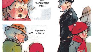 Una de las viñetas del cómic Cuando cae la noche.