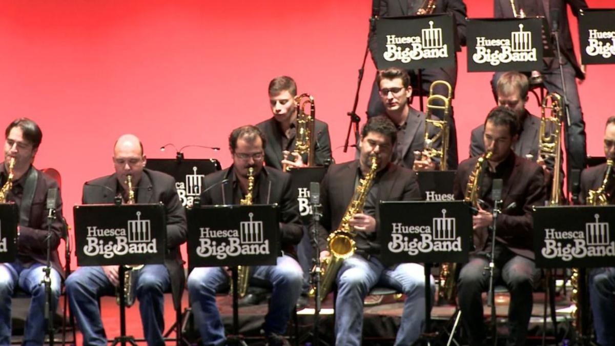 La Huesca Big Band llegará a Tierz con un repertorio en el que el jazz tomará mucha fuerza.  | HUESCA BIG BAND