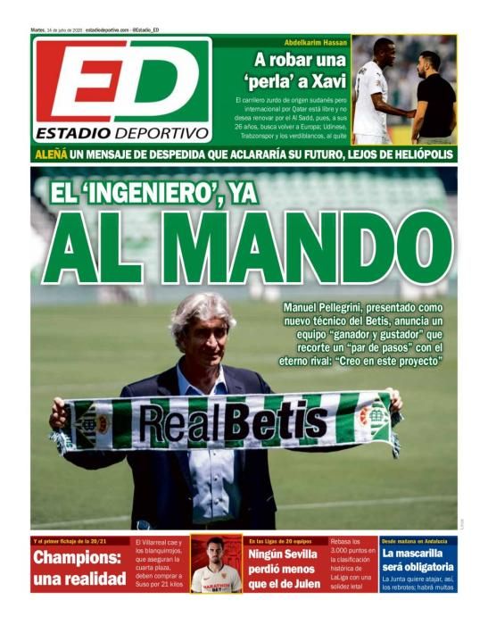 Portada ESTADIO DEPORTIVO martes 14 julio 2020