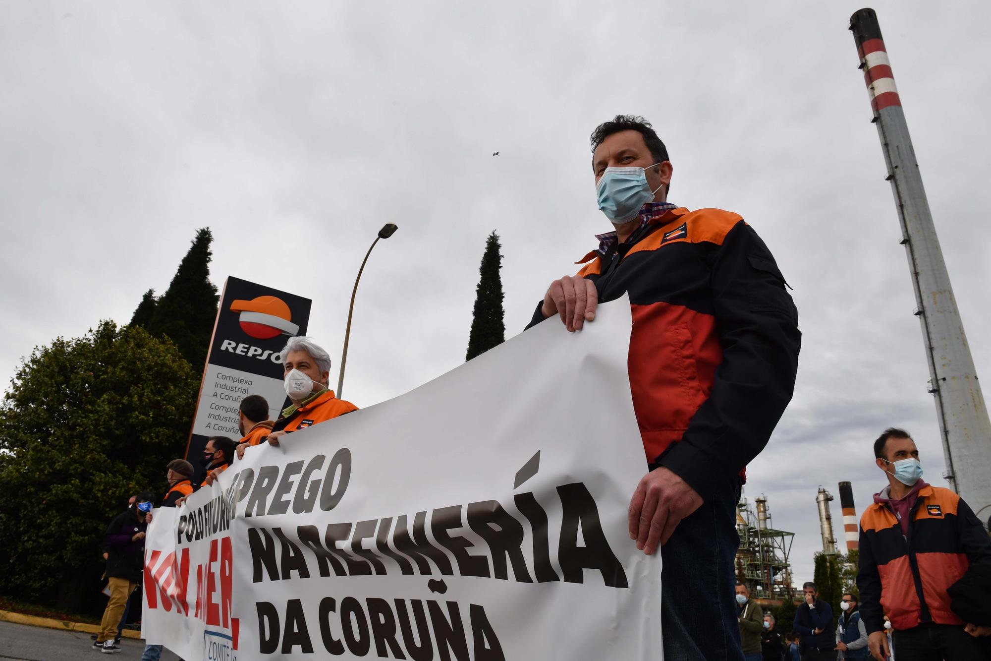 Manifestación de trabajadores de la refinería