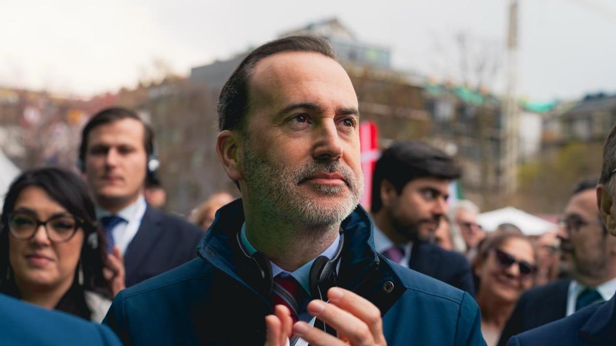 Gabriel Le Senne, durante el mitin de Abascal en Budapest.
