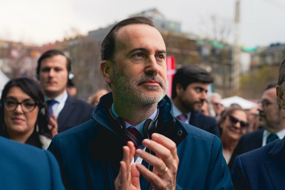 Gabriel Le Senne, durante el mitin de Abascal en Budapest.