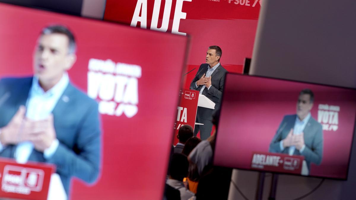 Pedro Sánchez durante la presentación del programa electoral del PSOE para las elecciones del 23J.