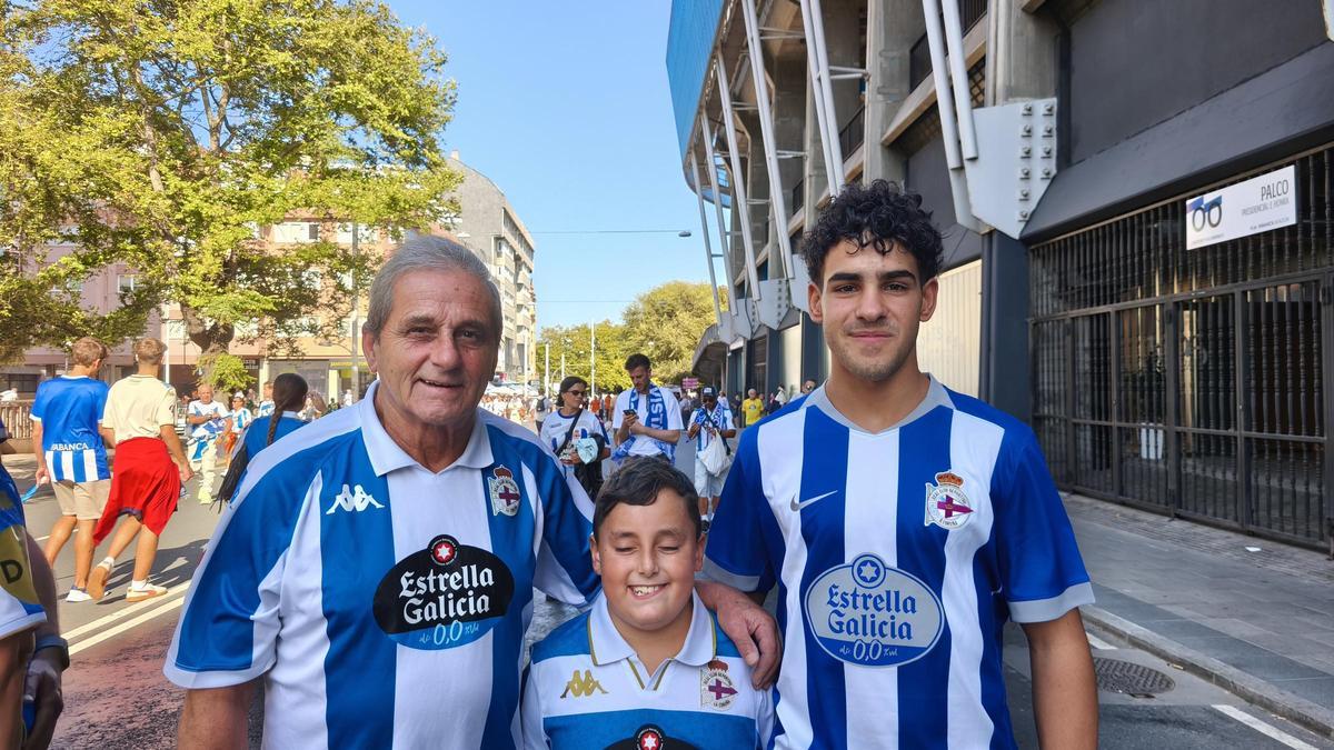 Luis, David y Hugo, en la previa del partido