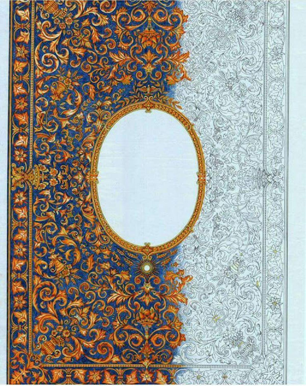 Dibujo del techo de palio de la Virgen de la Paz.