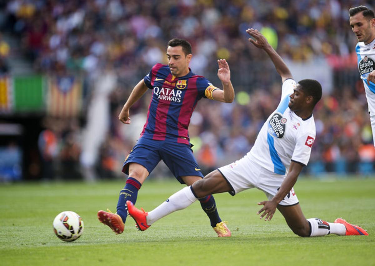 Xavi Hernández en el partit entre el FC Barcelona i el Deportivo, el seu comiat de l’afició del Barça