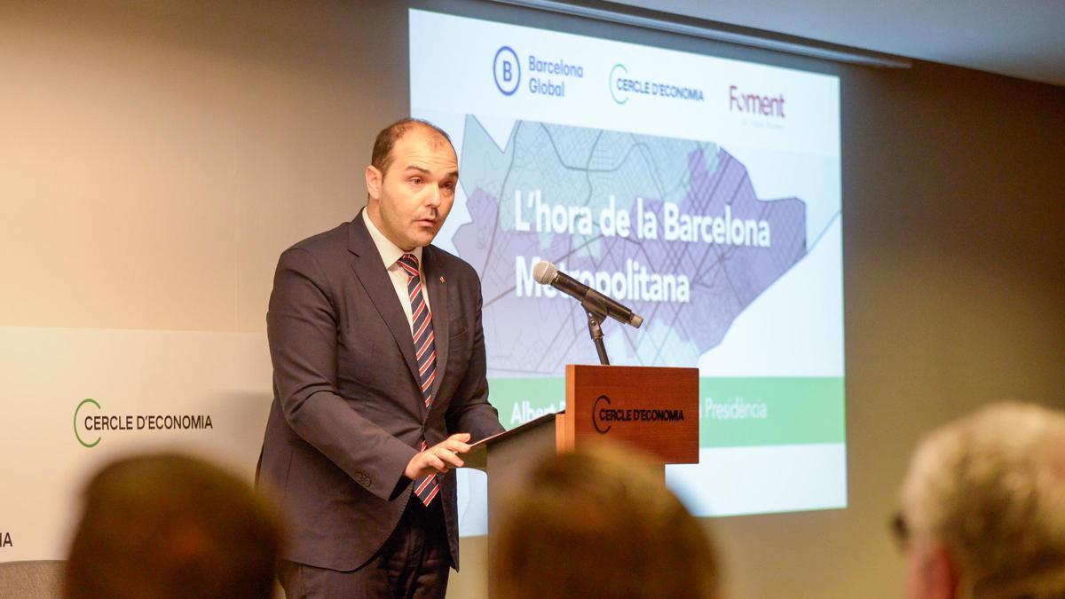 Intervención del 'conseller' Dalmau en el Cercle d'Economia sobre la Barcelona metropolitana.