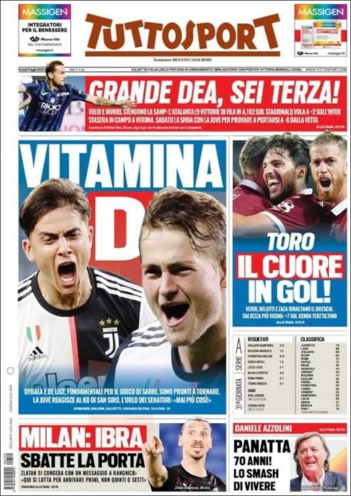 Portada TUTTOSPORT jueves 9 julio 2020