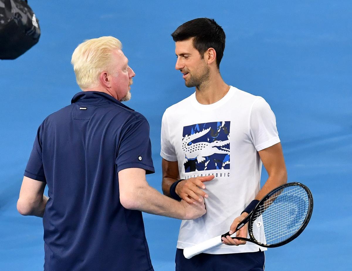 Boris Becker y Novak Djokovic, en Brisbane (Australia) en 2020.