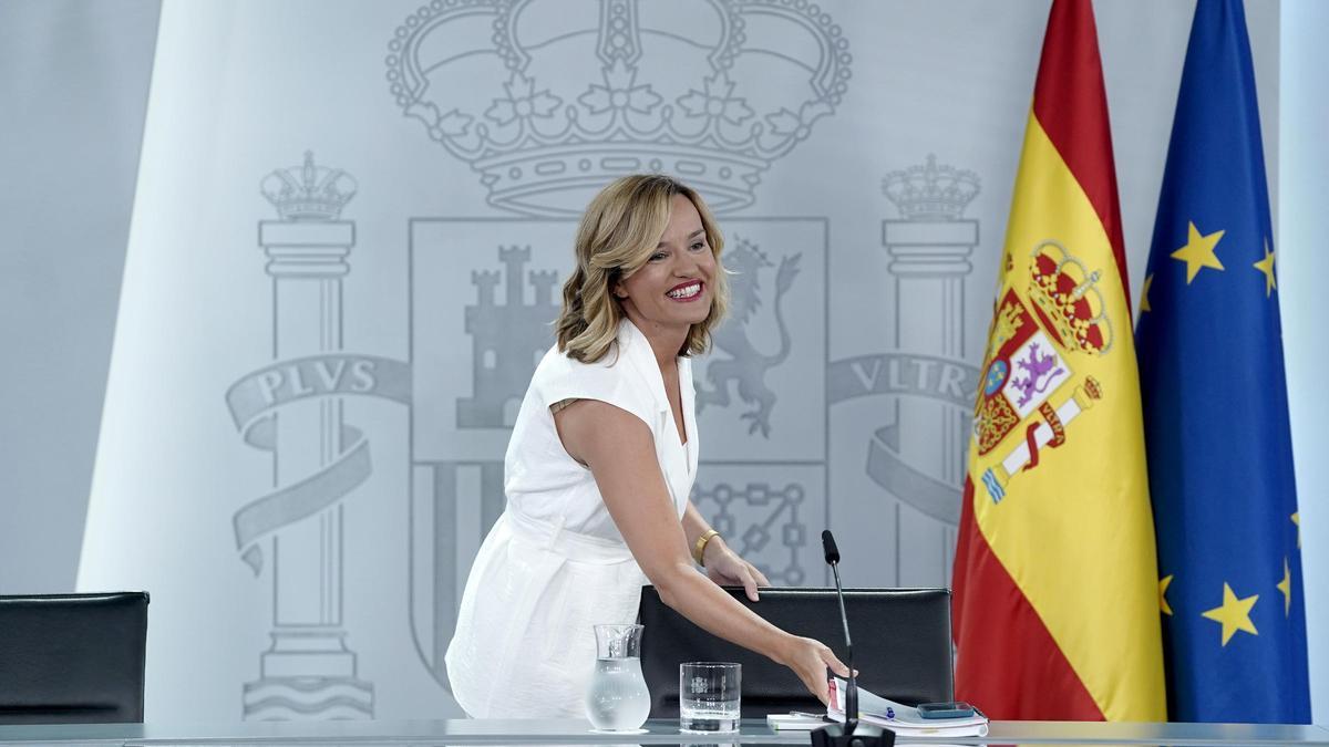 Pilar Alegría durante la rueda de prensa posterior al Consejo de Ministros.