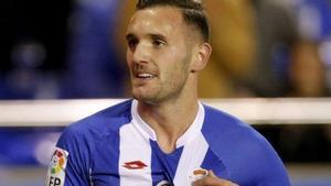 Lucas Pérez, con la camiseta del Dépor