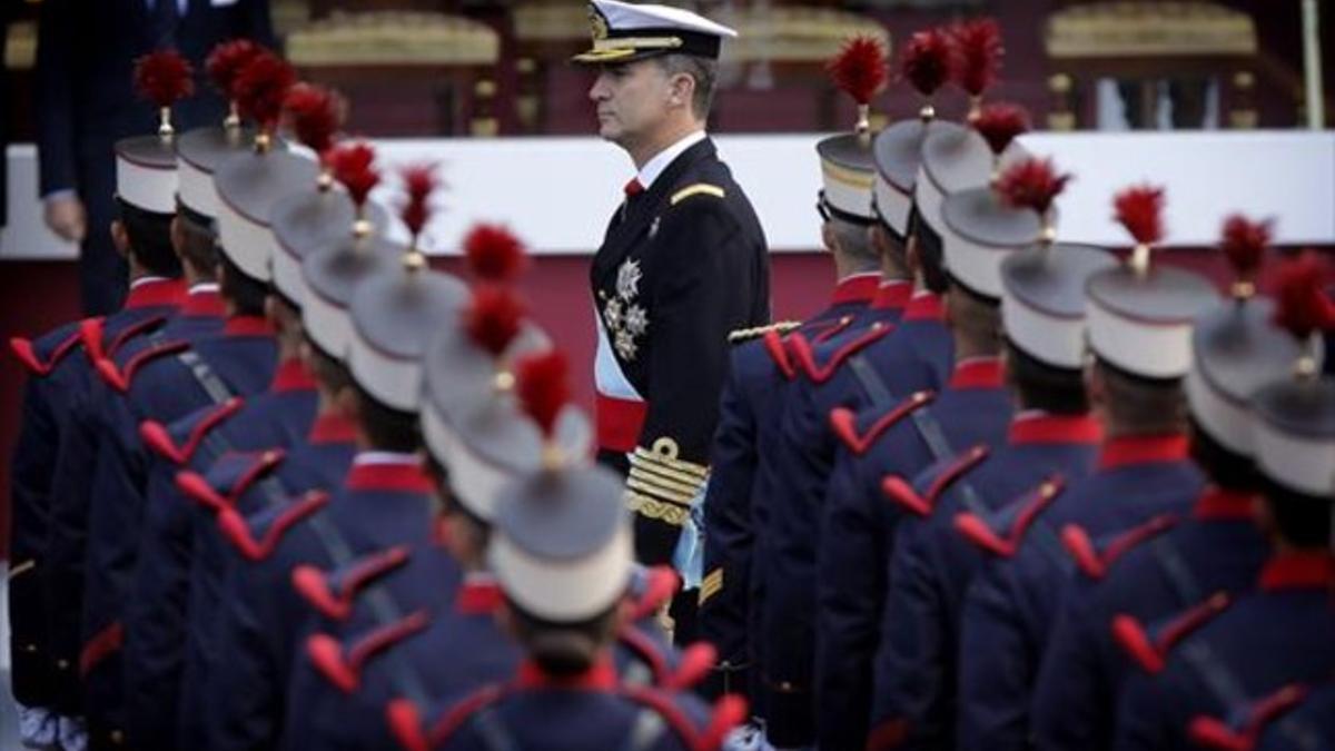 Felipe VI, en el desfile militar del 12 de octubre en Madrid.