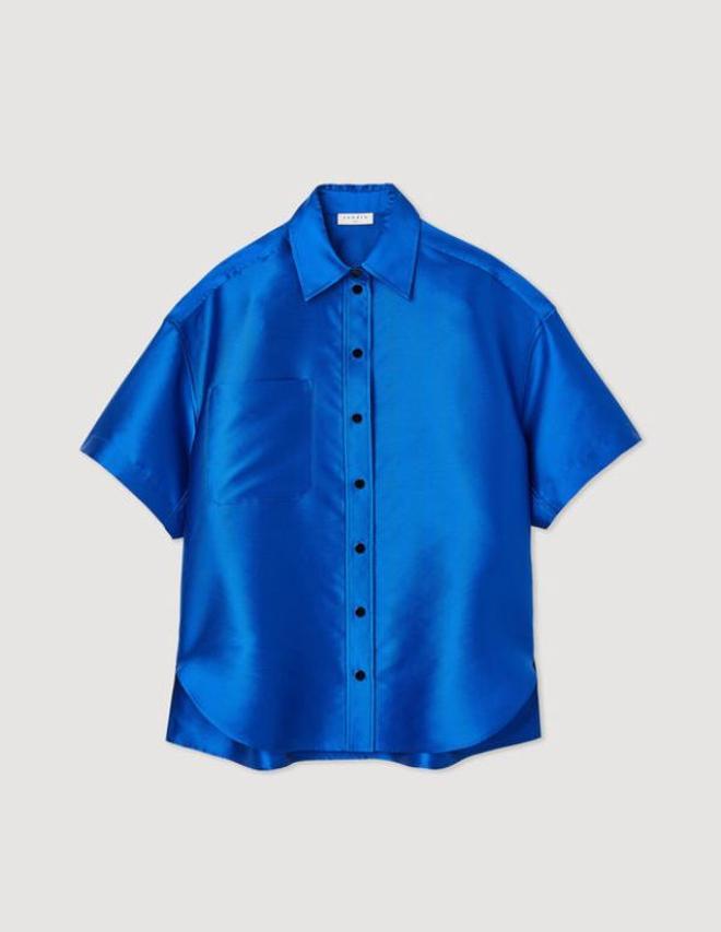 Camisa satinada azul de Sandro