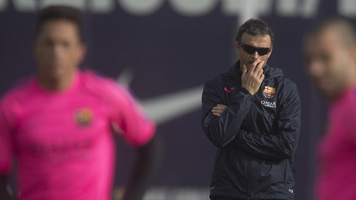 Luis Enrique, el domingo pasado, durante el entrenamiento del Barça en la ciudad deportiva de Sant Joan Despí