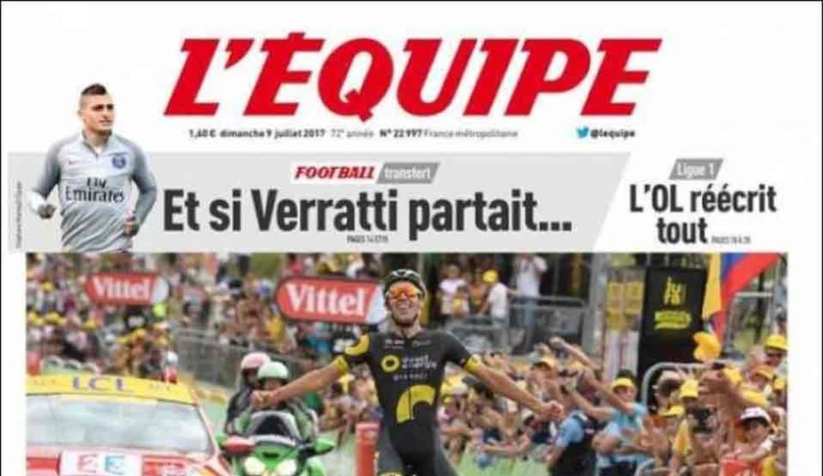 Verratti es protagonista de la portada de LEquipe