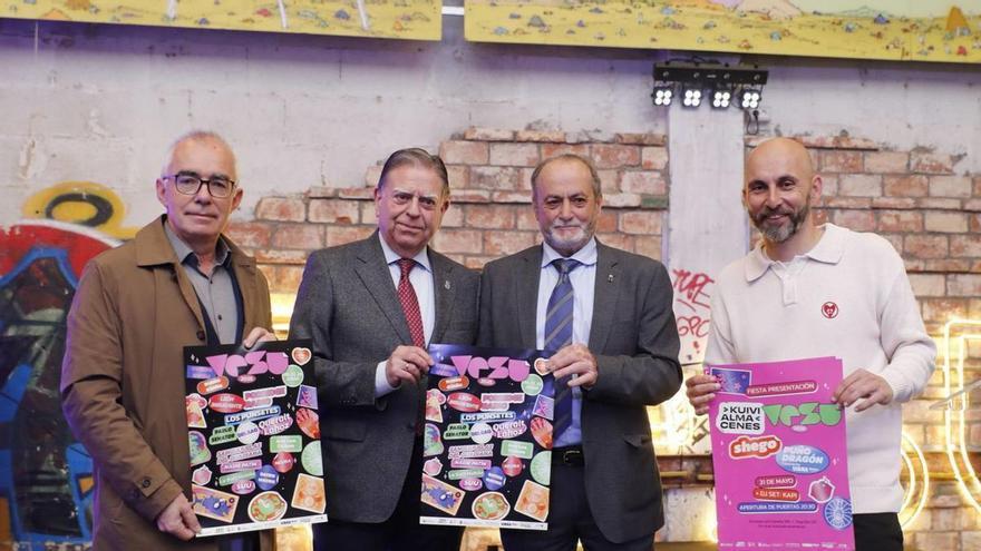 Por la izquierda, Antón García, Alfredo Canteli, Tomás Fernández e Íñigo Domínguez, durante la presentación del festival Vesu. | MARIO CANTELI