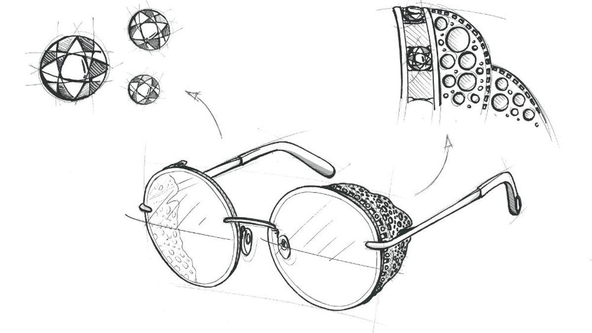 Boceto de las gafas de sol edición especial que Chopard ha creado para el Festival de Cannes