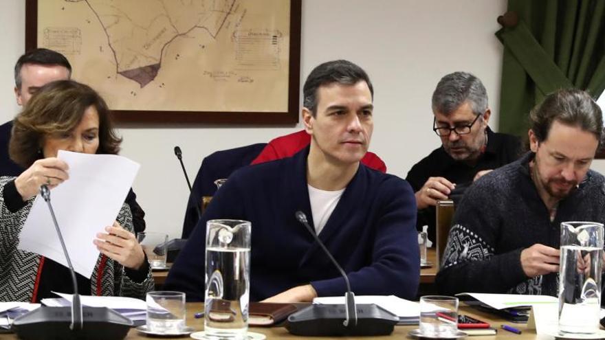 Pedro Sánchez en la reunión ministerial en Toledo.