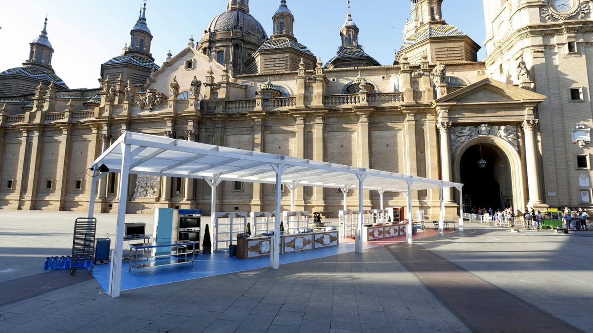 &#039;Masterchef Celebrity 7&#039; ya ha instalado su escenario en la plaza del Pilar de Zaragoza.