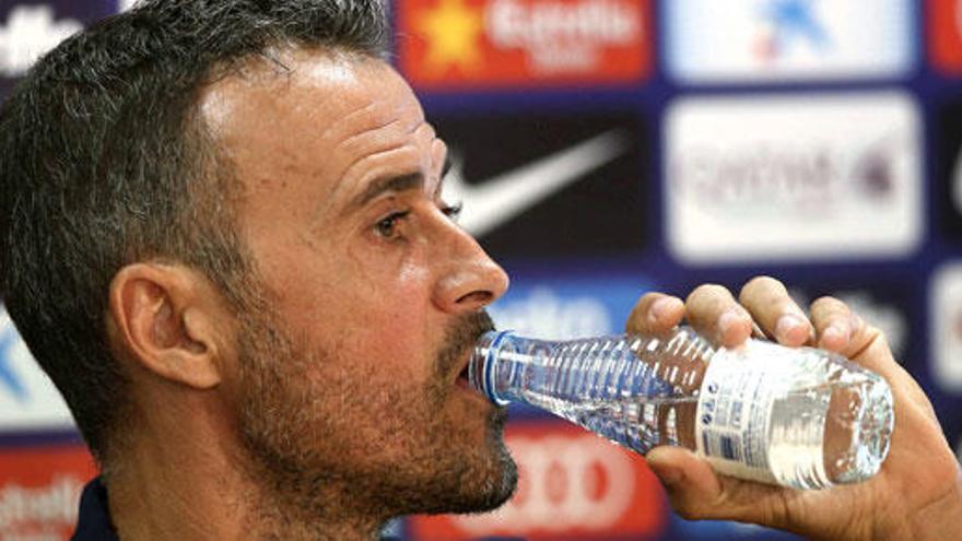 Luis Enrique, durante su comparecencia.