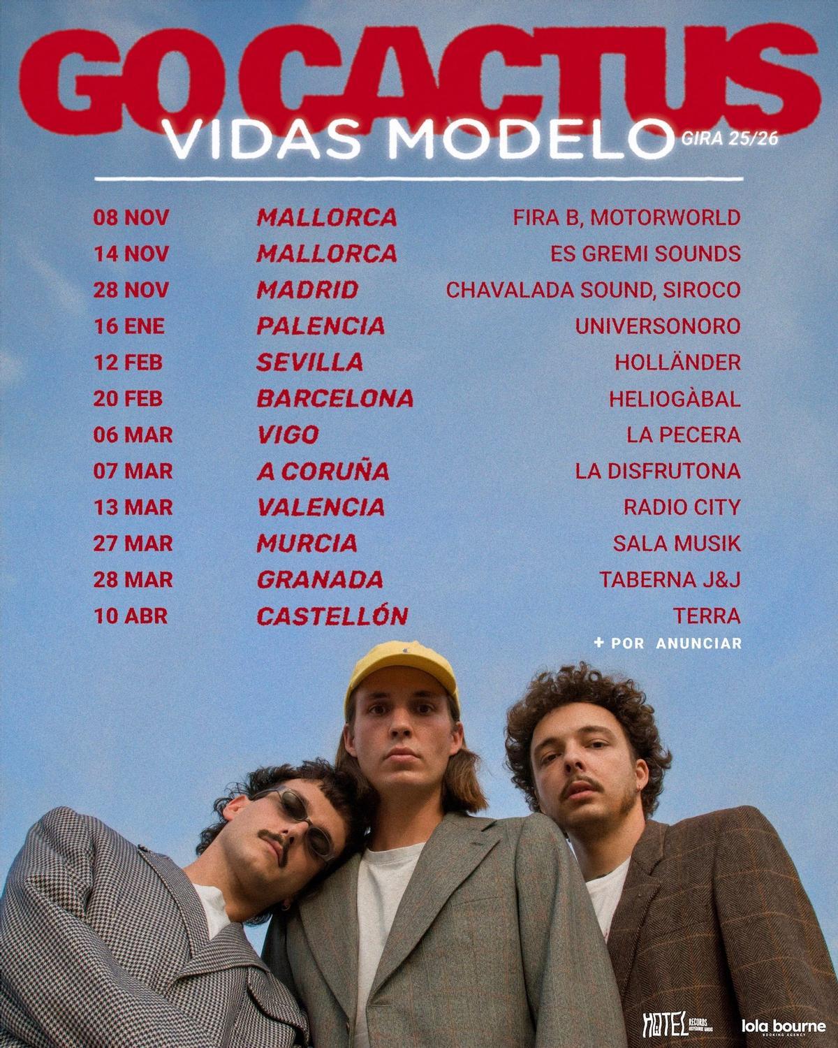 La gira de Go Cactus les llevará por un sinfin de ciudades españolas