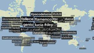 #pacodelucía, #fallece o #flamenco han estat els més recurrents a les xarxes.