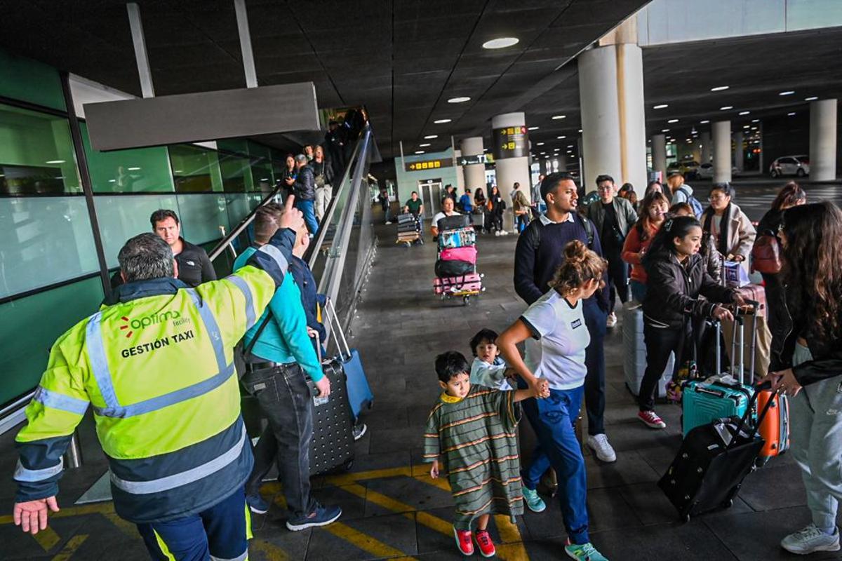 Protesta de taxis en el aeropuerto de Barcelona