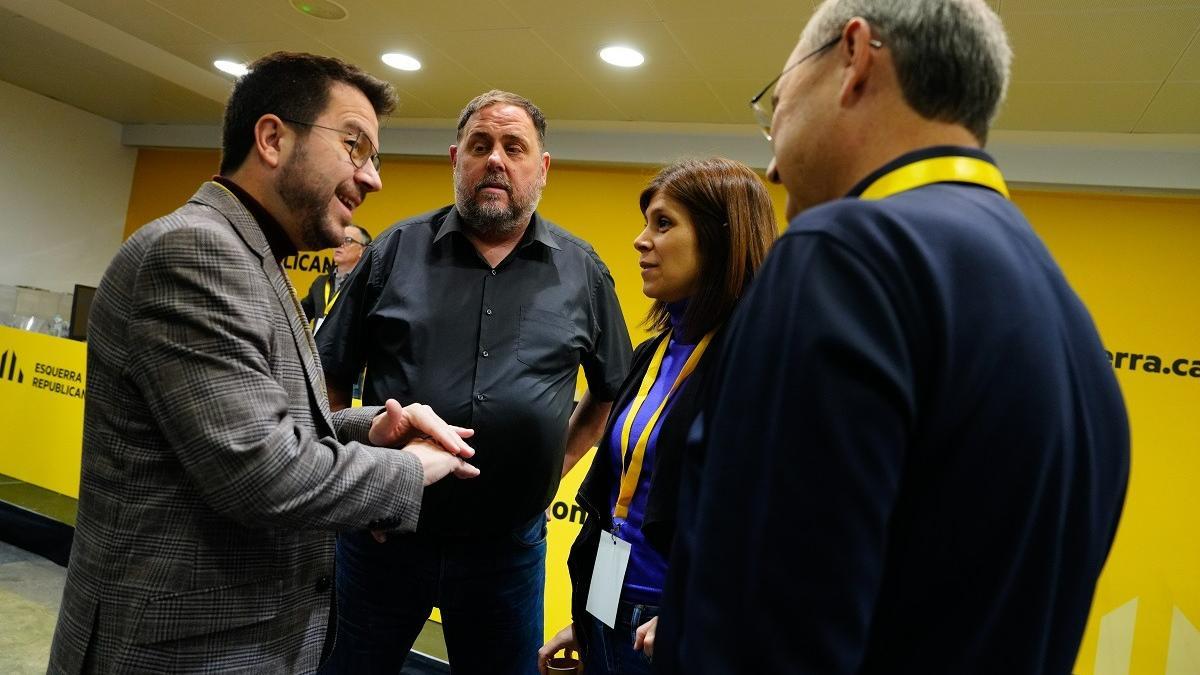 Imagen de archivo de Pere Aragonès, Oriol Junqueras y Marta Vilalta.