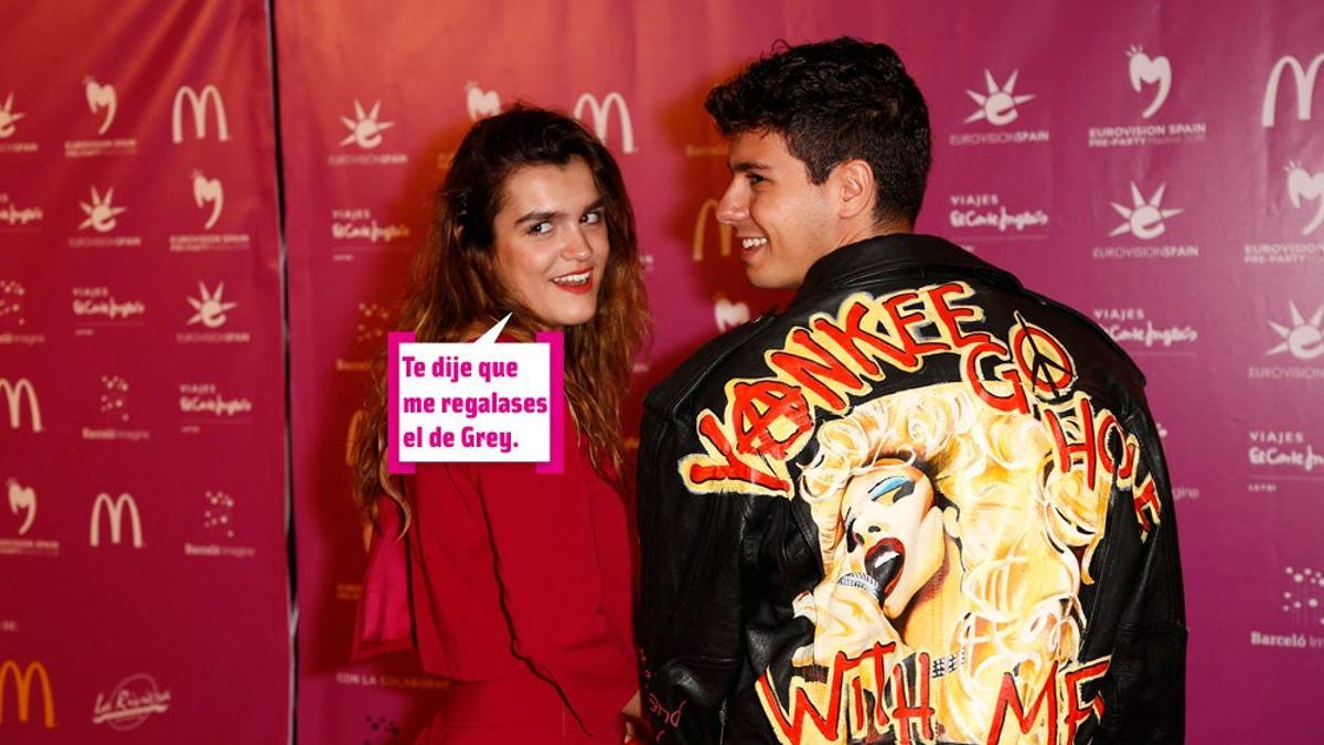 Alfre y Amaia en la fiesta de Eurovisión en Madrid