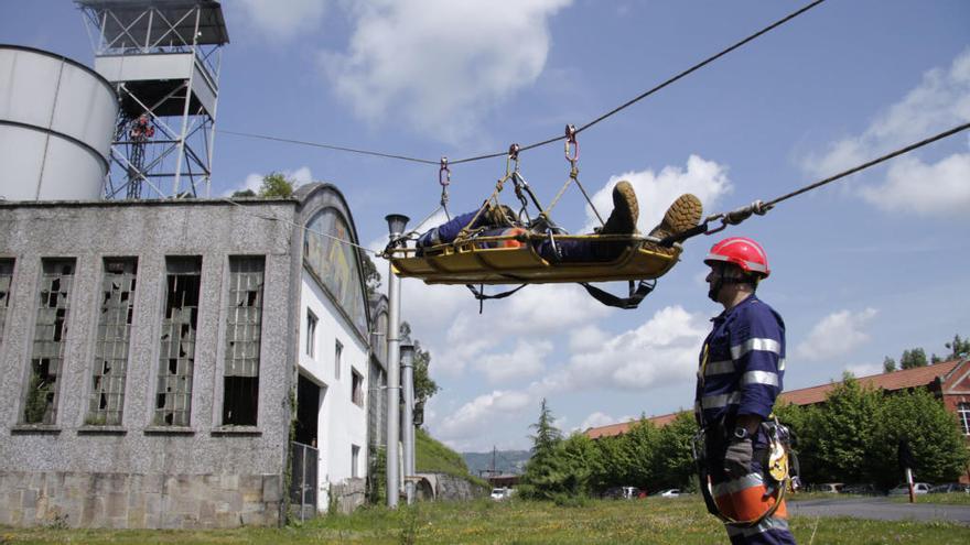 Un simulacro de la brigrada de rescate minero de Hunosa