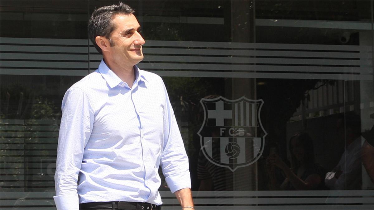 Ernesto Valverde en su primera jornada como técnico del FC Barcelona el miércoles 31 de mayo