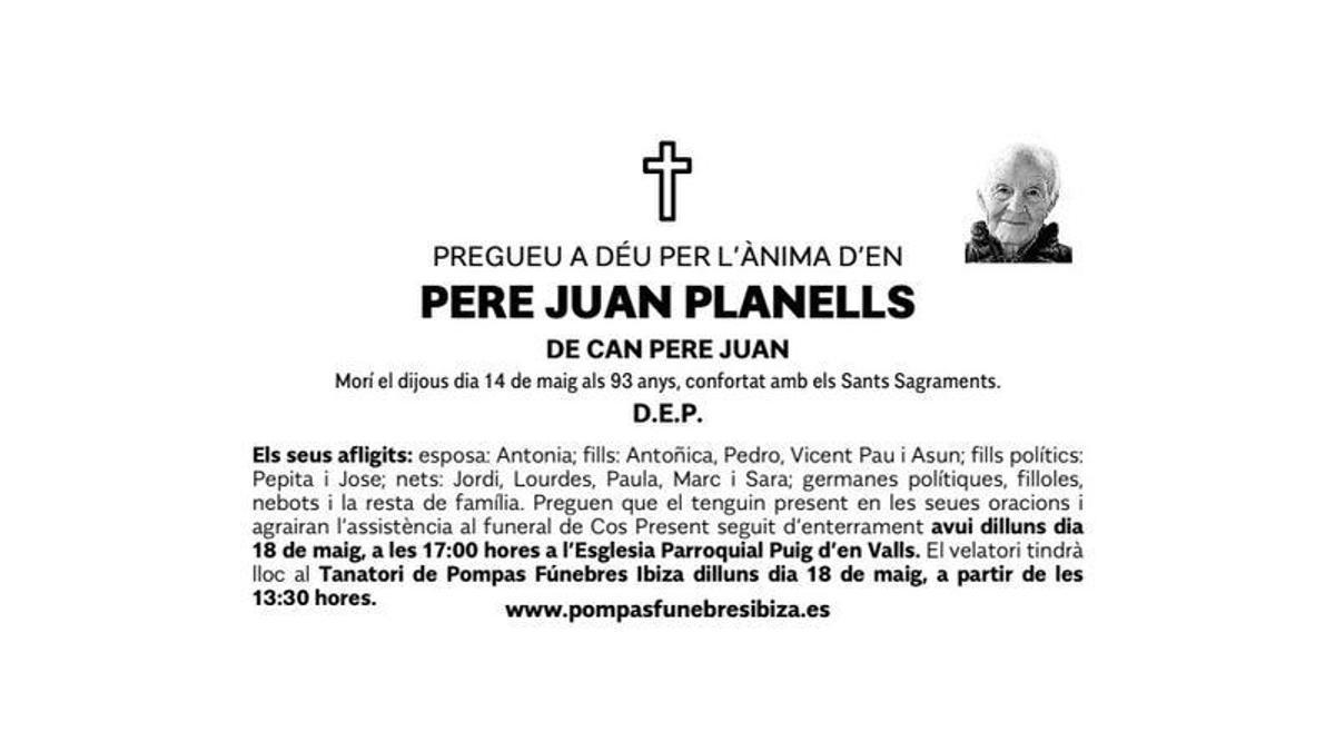 Esquela Pere Juan Planells