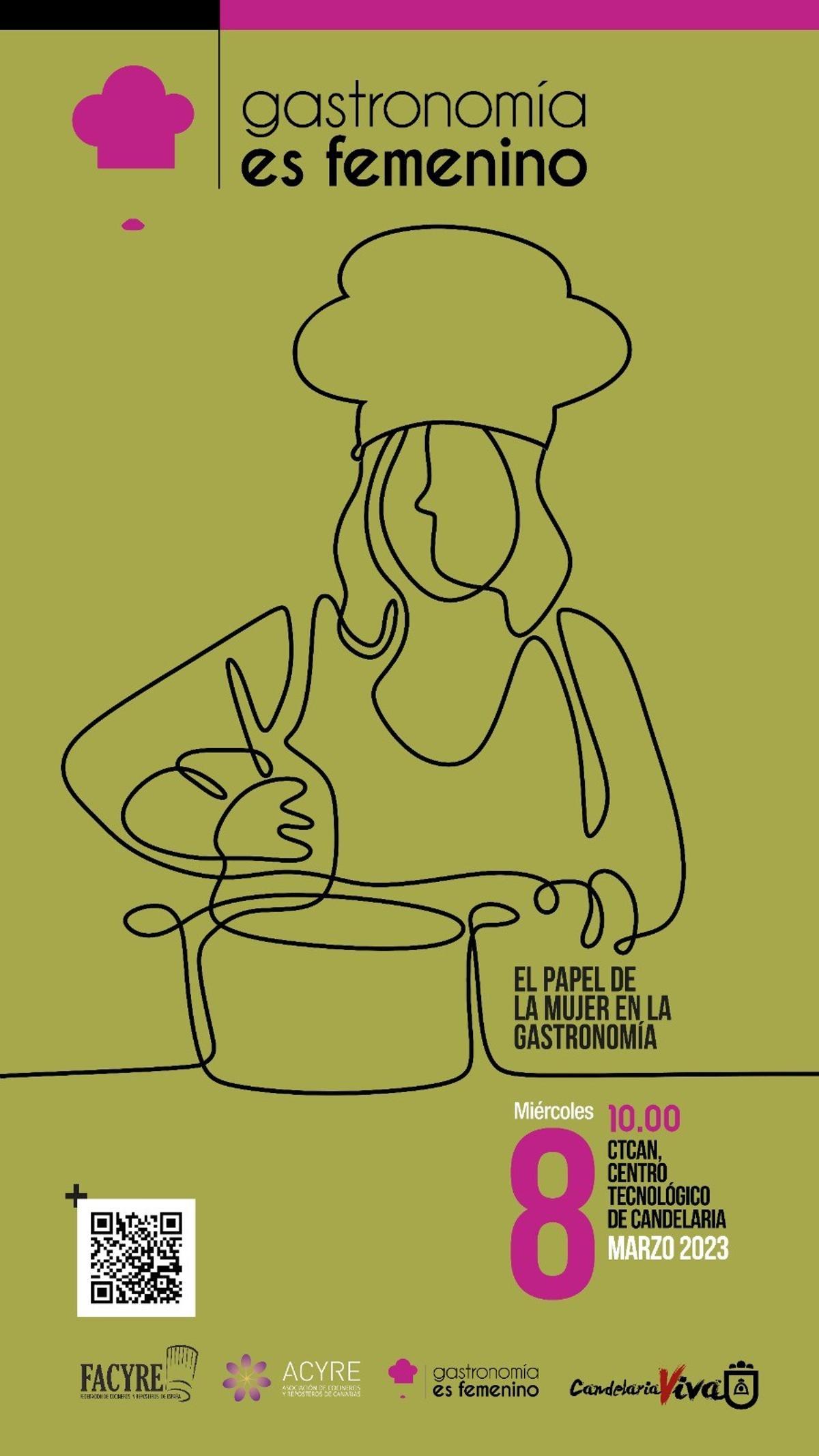 Cartel de Gastronomía es femenino en Candelaria.