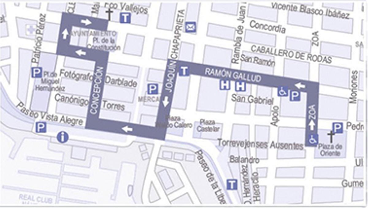 Itinerario de la procesión de Las Mantillas de Domingo de Ramos